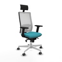Horna sincro malla blanca bali turquesa brazos 2D base blanca cabecero fijo ruedas 65mm engomadas