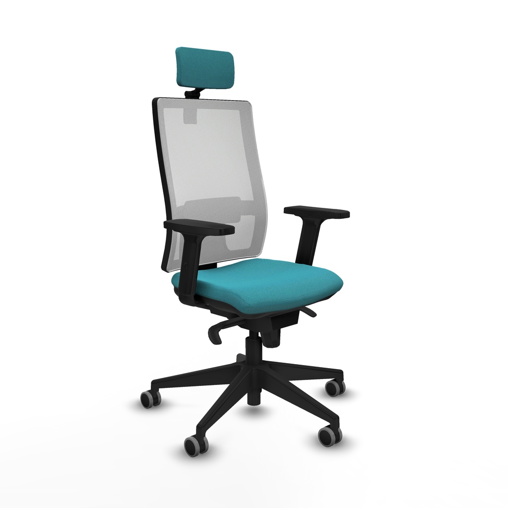 Horna sincro malla blanca bali turquesa brazos 2D base piramidal cabecero 2D ruedas 65mm engomadas