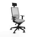 Horna sincro malla blanca bali gris claro brazos 1D base piramidal cabecero fijo ruedas 65mm engomadas