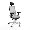 Horna sincro malla blanca bali gris claro brazos 2D base blanca cabecero fijo ruedas 65mm engomadas