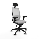 Horna sincro malla blanca bali gris claro brazos 2D base piramidal cabecero fijo ruedas 65mm engomadas