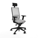 Horna sincro malla blanca bali gris claro brazos 2D base piramidal cabecero fijo ruedas 65mm nailon
