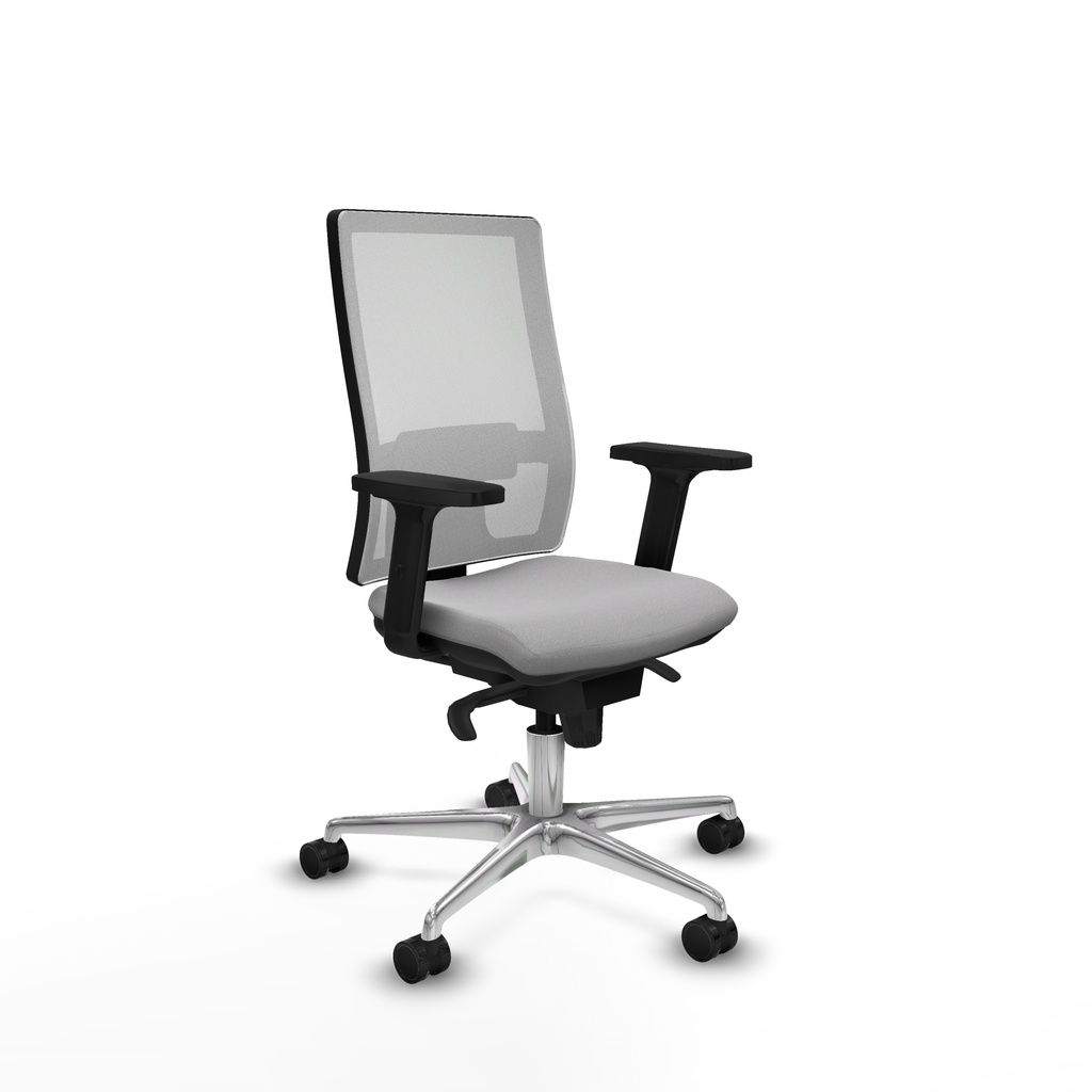 Horna sincro malla blanca bali gris claro brazos 2D base aluminio  ruedas 65mm nailon