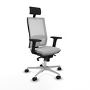 Horna sincro malla blanca bali gris claro brazos 2D base aluminio cabecero fijo ruedas 65mm nailon