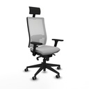 Horna sincro malla blanca bali gris claro brazos 3D base piramidal cabecero fijo ruedas 65mm engomadas