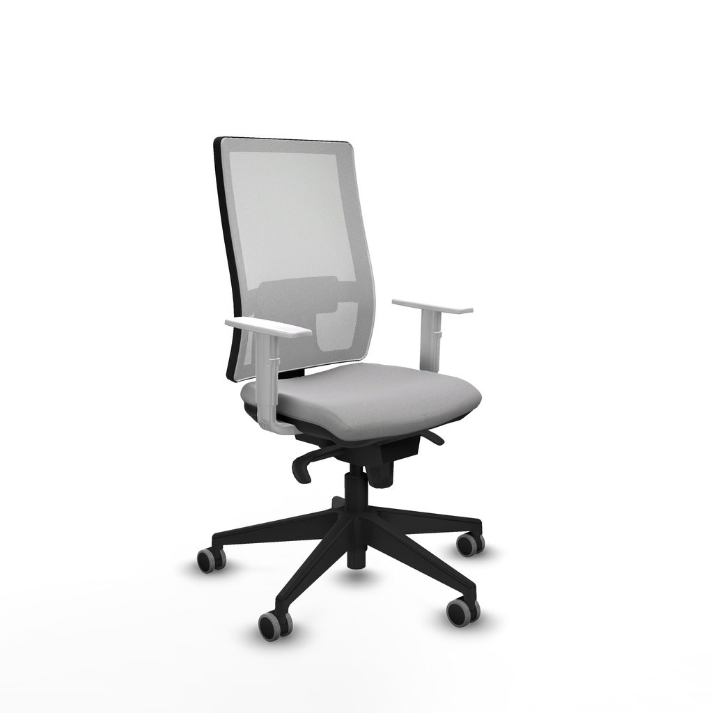 Horna sincro malla blanca bali gris claro brazos blancos base piramidal  ruedas 65mm engomadas