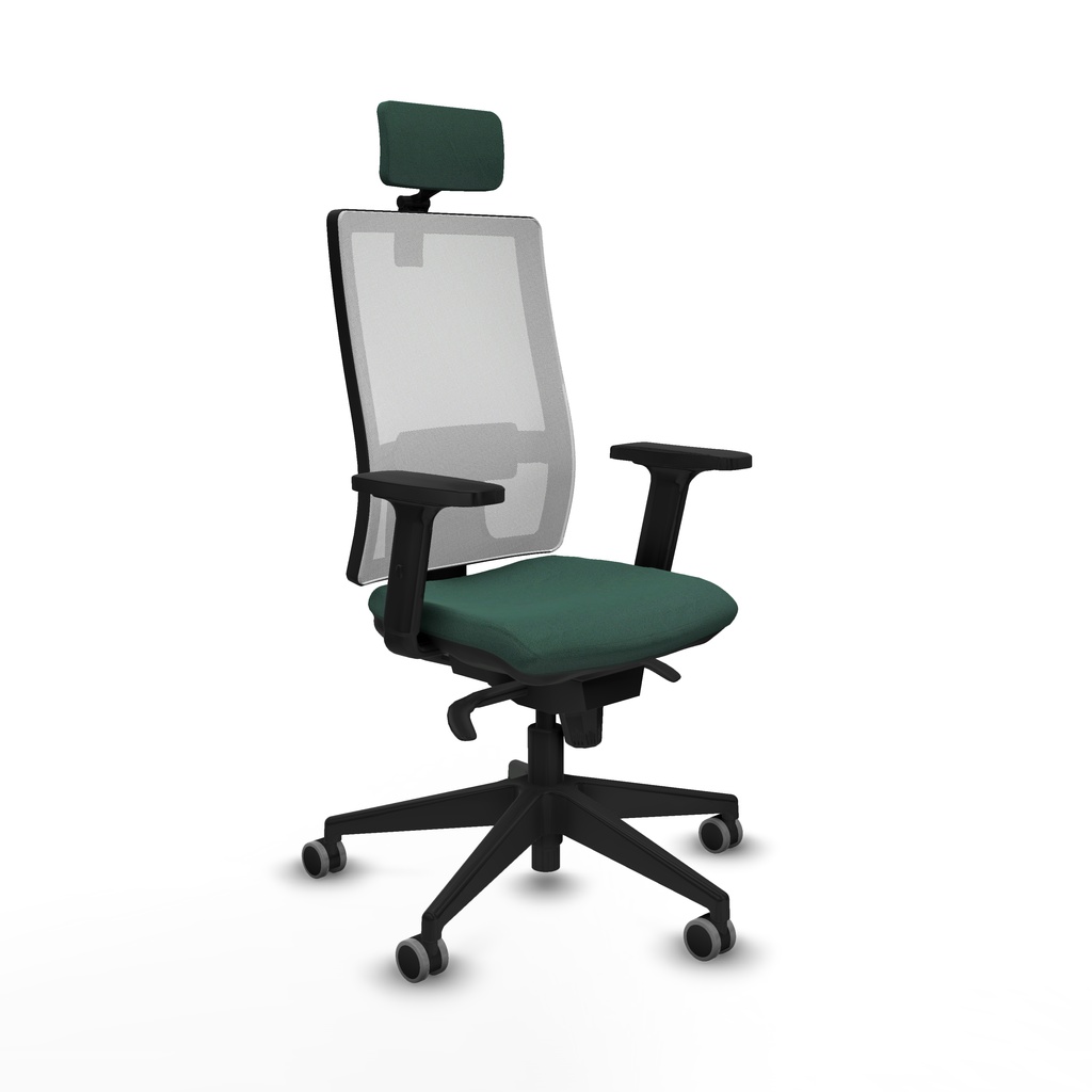 Horna sincro malla blanca bali verde botella brazos 2D base piramidal cabecero 2D ruedas 65mm engomadas