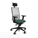 Horna sincro malla blanca bali verde botella brazos 2D base piramidal cabecero fijo ruedas 65mm nailon