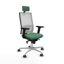 Horna sincro malla blanca bali verde esmeralda brazos 2D base aluminio cabecero 2D ruedas 65mm engomadas