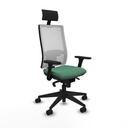 Horna sincro malla blanca bali verde esmeralda brazos 3D base piramidal cabecero fijo ruedas 65mm nailon