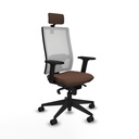 Horna sincro malla blanca bali marrón oscuro brazos 2D base piramidal cabecero 2D ruedas 65mm nailon