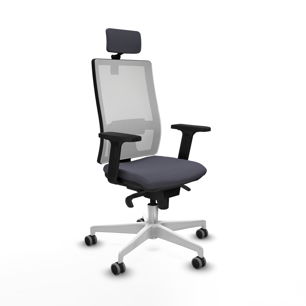 Horna sincro malla blanca bali gris oscuro brazos 2D base blanca cabecero 2D ruedas 65mm engomadas