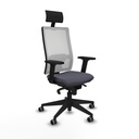 Horna sincro malla blanca bali gris oscuro brazos 2D base piramidal cabecero fijo ruedas 65mm engomadas