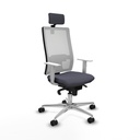 Horna sincro malla blanca bali gris oscuro brazos blancos base aluminio cabecero 2D ruedas 65mm nailon