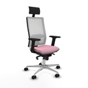 Horna sincro malla blanca bali rosa brazos 2D base aluminio cabecero fijo ruedas 65mm nailon