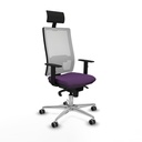 Horna sincro malla blanca bali morado brazos 1D base aluminio cabecero fijo ruedas 65mm engomadas
