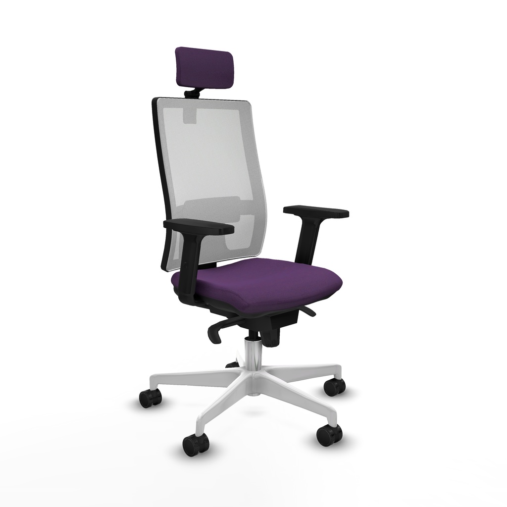 Horna sincro malla blanca bali morado brazos 2D base blanca cabecero 2D ruedas 65mm nailon