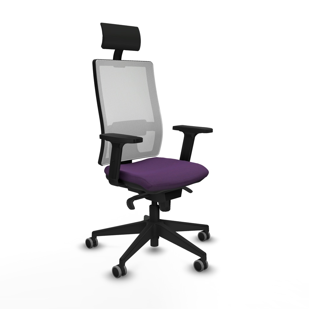Horna sincro malla blanca bali morado brazos 2D base piramidal cabecero fijo ruedas 65mm engomadas