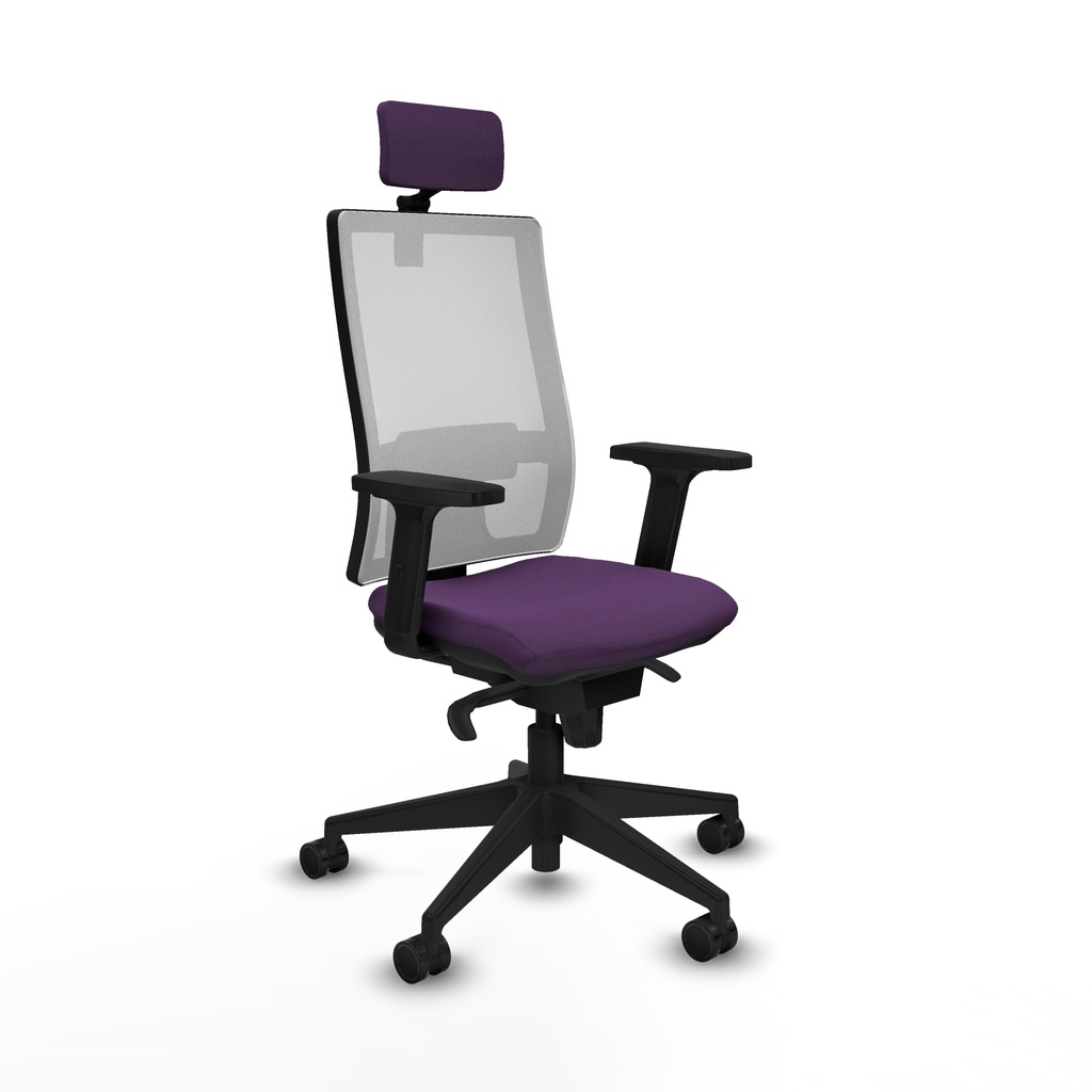 Horna sincro malla blanca bali morado brazos 2D base piramidal cabecero 2D ruedas 65mm nailon