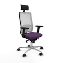 Horna sincro malla blanca bali morado brazos 2D base aluminio cabecero fijo ruedas 65mm nailon