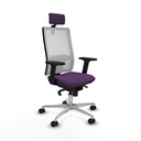 Horna sincro malla blanca bali morado brazos 2D base aluminio cabecero 2D ruedas 65mm nailon