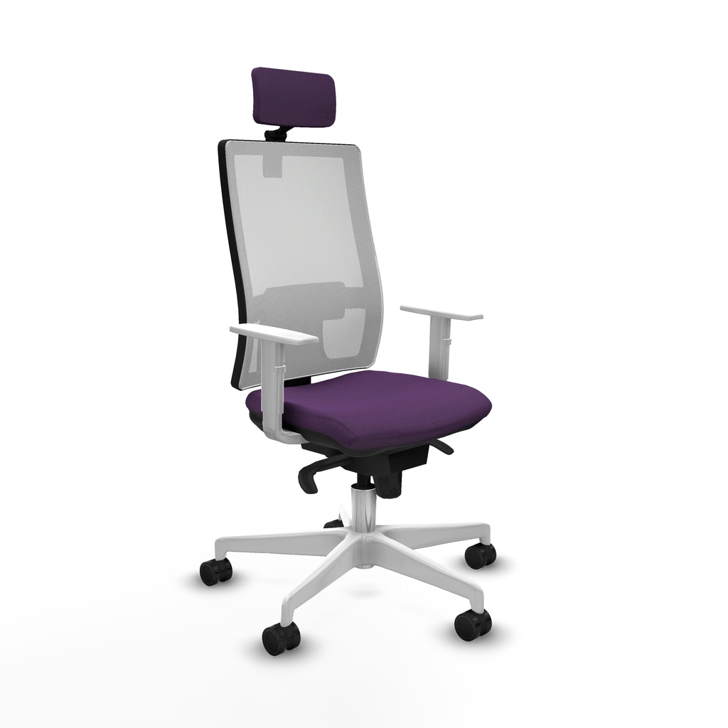 Horna sincro malla blanca bali morado brazos blancos base blanca cabecero 2D ruedas 65mm nailon