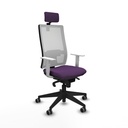 Horna sincro malla blanca bali morado brazos blancos base piramidal cabecero 2D ruedas 65mm engomadas
