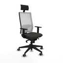 Horna sincro malla blanca bali negro brazos 1D base piramidal cabecero fijo ruedas 65mm engomadas