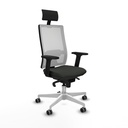 Horna sincro malla blanca bali negro brazos 2D base blanca cabecero fijo ruedas 65mm engomadas