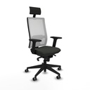 Horna sincro malla blanca bali negro brazos 2D base piramidal cabecero fijo ruedas 65mm engomadas