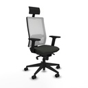 Horna sincro malla blanca bali negro brazos 2D base piramidal cabecero fijo ruedas 65mm nailon