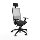 Horna sincro malla blanca bali negro brazos 3D base piramidal cabecero fijo ruedas 65mm engomadas