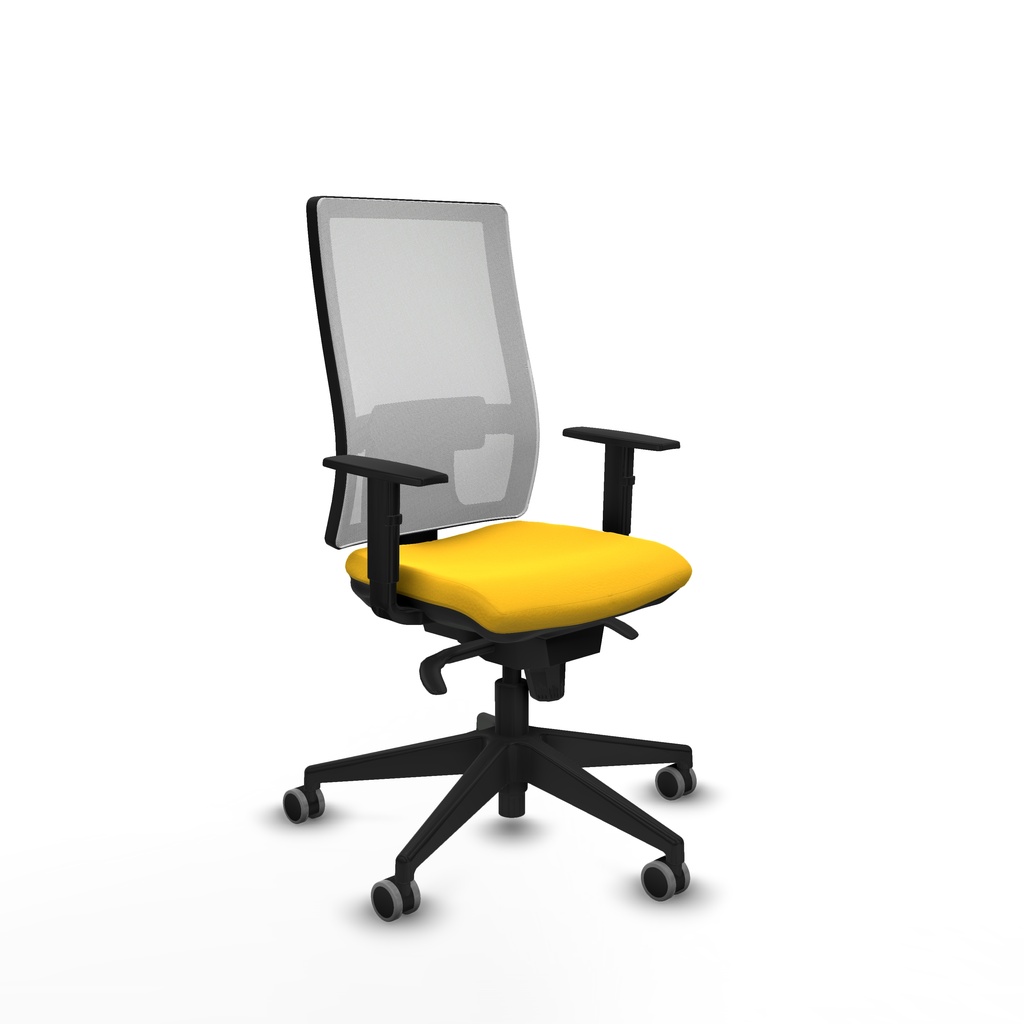 Horna sincro malla blanca similpiel amarillo brazos 1D base piramidal  ruedas 65mm engomadas