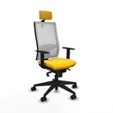 Horna sincro malla blanca similpiel amarillo brazos 1D base piramidal cabecero 2D ruedas 65mm nailon