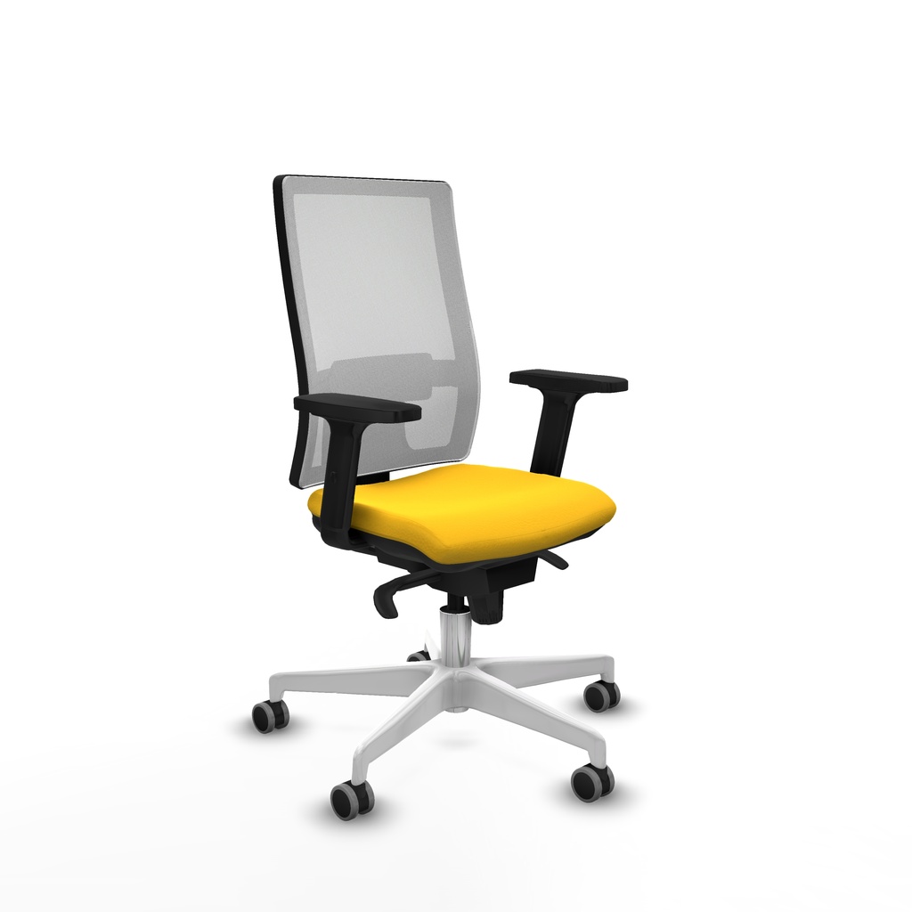 Horna sincro malla blanca similpiel amarillo brazos 2D base blanca  ruedas 65mm engomadas