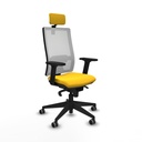Horna sincro malla blanca similpiel amarillo brazos 2D base piramidal cabecero 2D ruedas 65mm engomadas