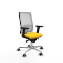 Horna sincro malla blanca similpiel amarillo brazos 2D base aluminio  ruedas 65mm engomadas