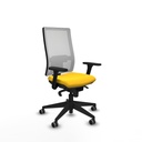 Horna sincro malla blanca similpiel amarillo brazos 3D base piramidal  ruedas 65mm engomadas