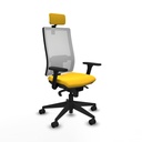 Horna sincro malla blanca similpiel amarillo brazos 3D base piramidal cabecero 2D ruedas 65mm nailon