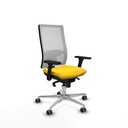 Horna sincro malla blanca similpiel amarillo brazos 3D base aluminio  ruedas 65mm engomadas