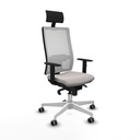 Horna sincro malla blanca similpiel blanco brazos 1D base blanca cabecero fijo ruedas 65mm engomadas