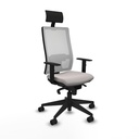 Horna sincro malla blanca similpiel blanco brazos 1D base piramidal cabecero fijo ruedas 65mm nailon