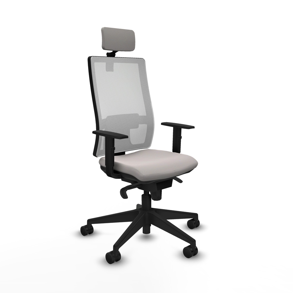 Horna sincro malla blanca similpiel blanco brazos 1D base piramidal cabecero 2D ruedas 65mm nailon