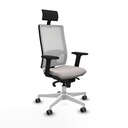 Horna sincro malla blanca similpiel blanco brazos 2D base blanca cabecero fijo ruedas 65mm engomadas