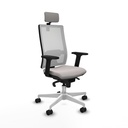 Horna sincro malla blanca similpiel blanco brazos 2D base blanca cabecero 2D ruedas 65mm nailon
