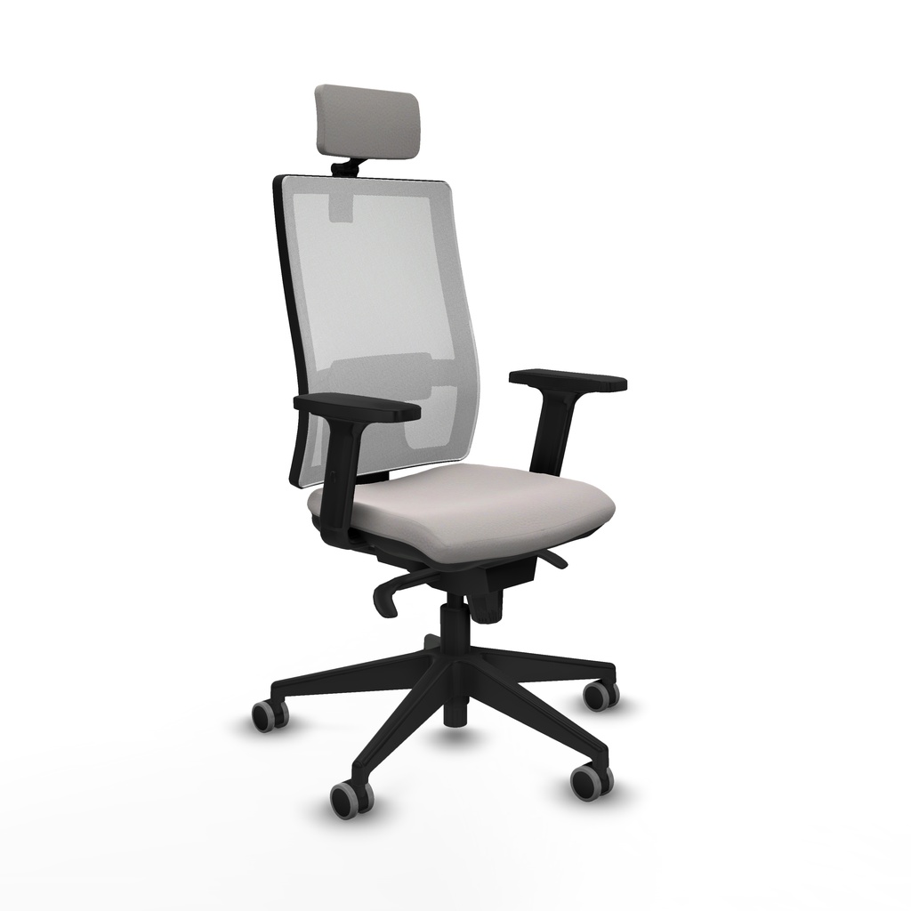 Horna sincro malla blanca similpiel blanco brazos 2D base piramidal cabecero 2D ruedas 65mm engomadas