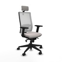 Horna sincro malla blanca similpiel blanco brazos 2D base piramidal cabecero 2D ruedas 65mm nailon