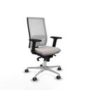 Horna sincro malla blanca similpiel blanco brazos 2D base aluminio  ruedas 65mm engomadas
