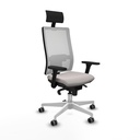 Horna sincro malla blanca similpiel blanco brazos 3D base blanca cabecero fijo ruedas 65mm engomadas
