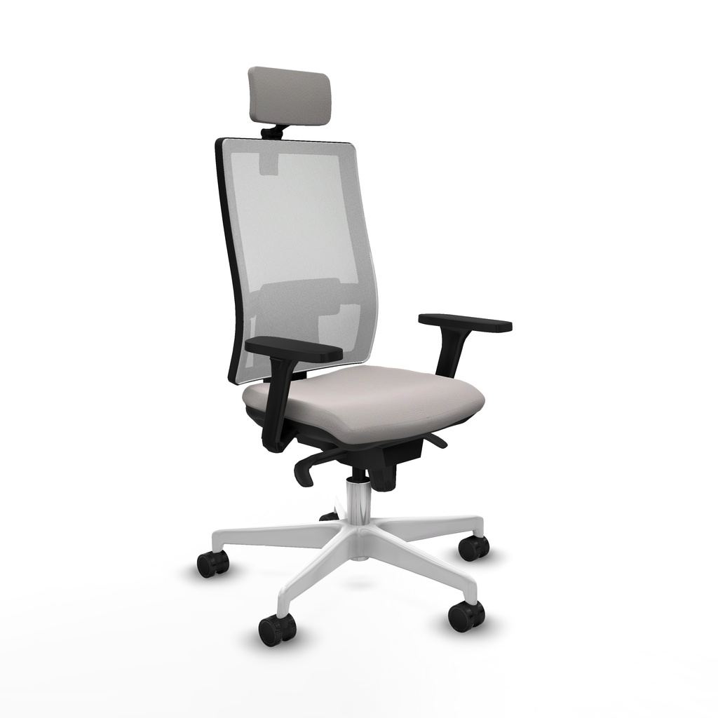 Horna sincro malla blanca similpiel blanco brazos 3D base blanca cabecero 2D ruedas 65mm nailon